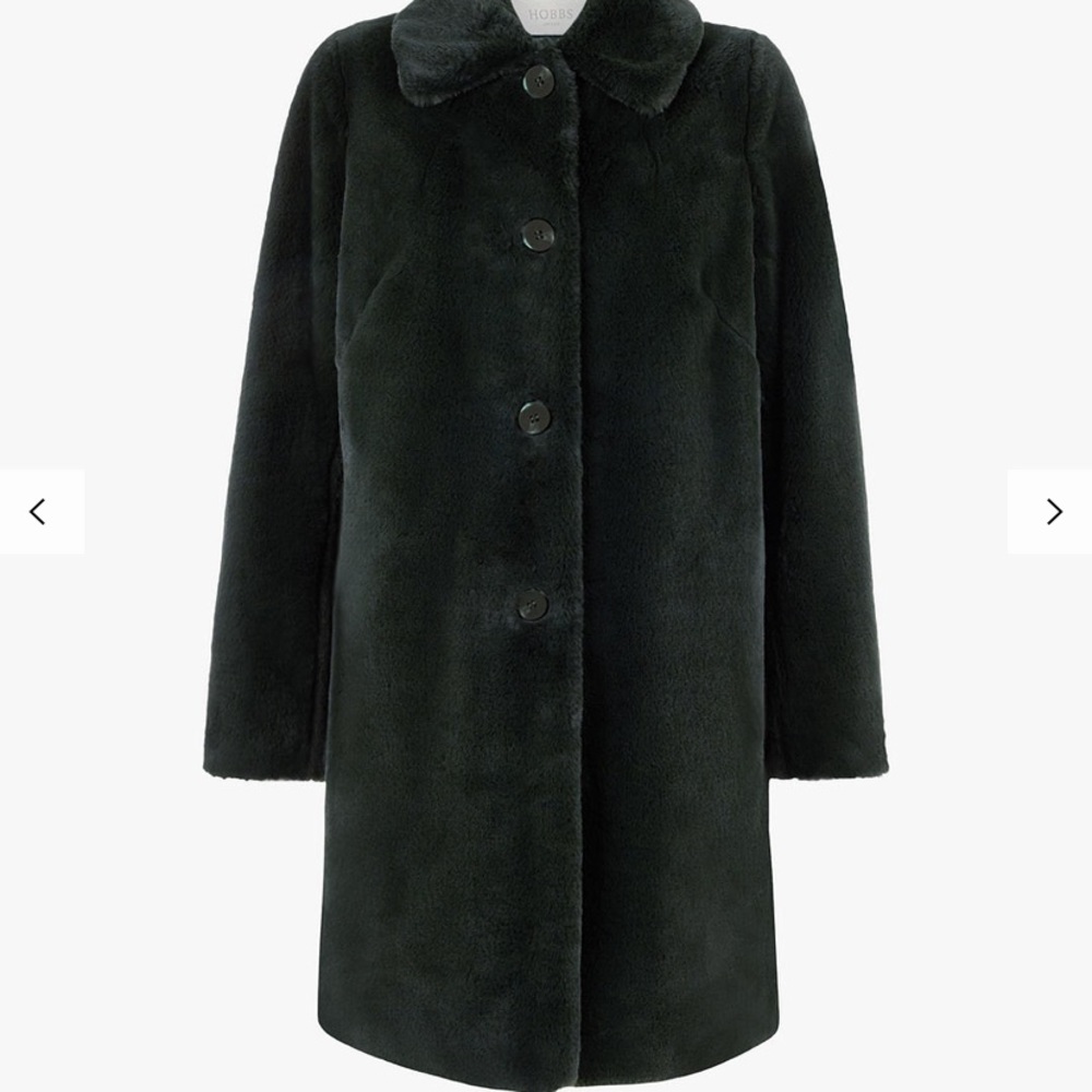 NWOT Hobbs London Carron Faux Fur Coat Dark Green